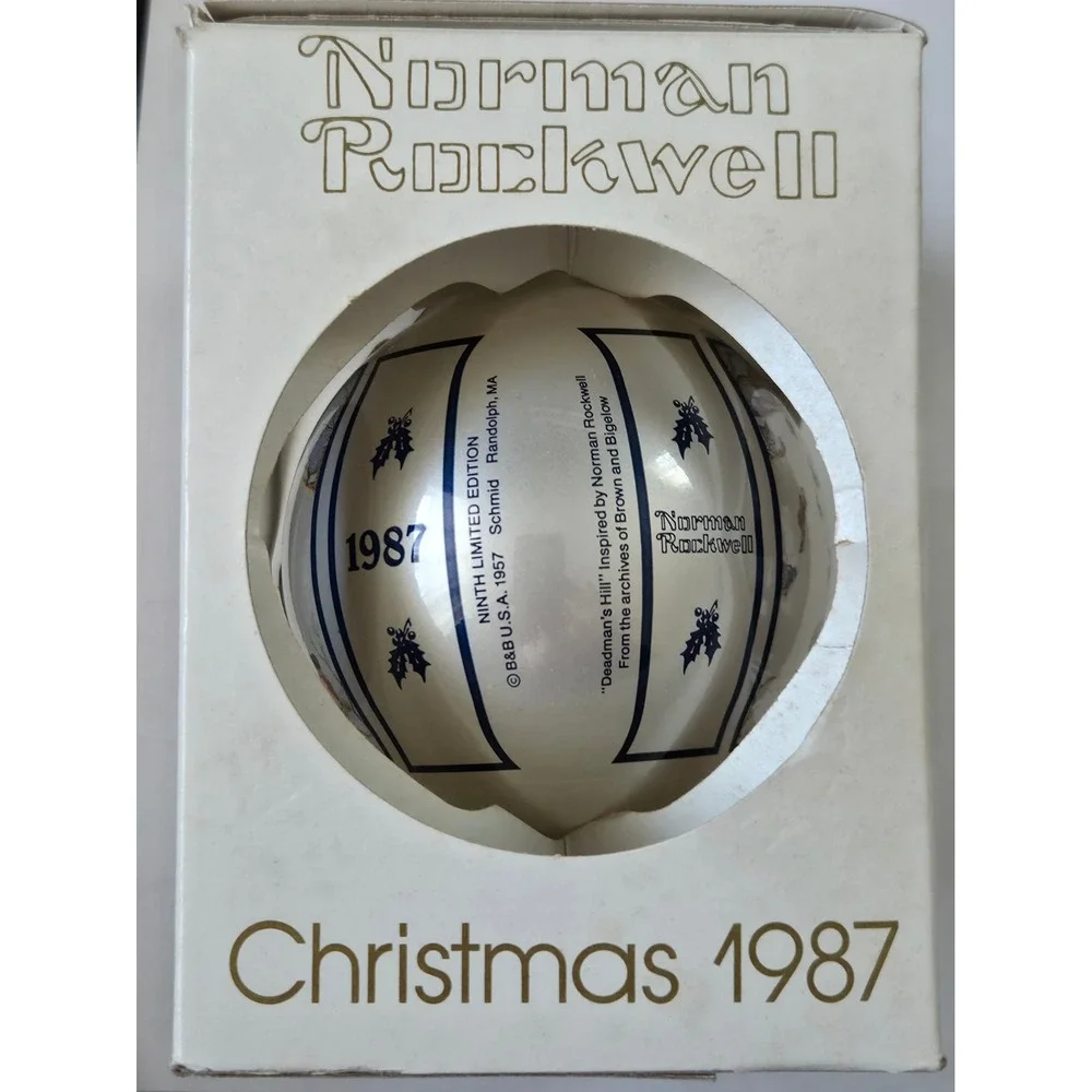 Norman Rockwell 1987 Christmas Ornament Deadmans Hill Schmid Limited Edition Box